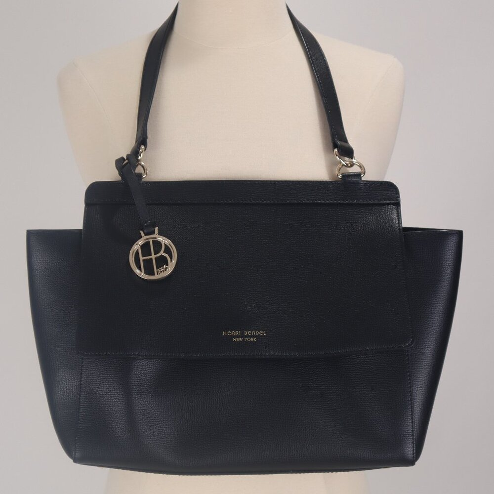 ❄️ Henri Bendel NWOT Top Handle Stanton Tote Black Leather Handbag Purse Satchel